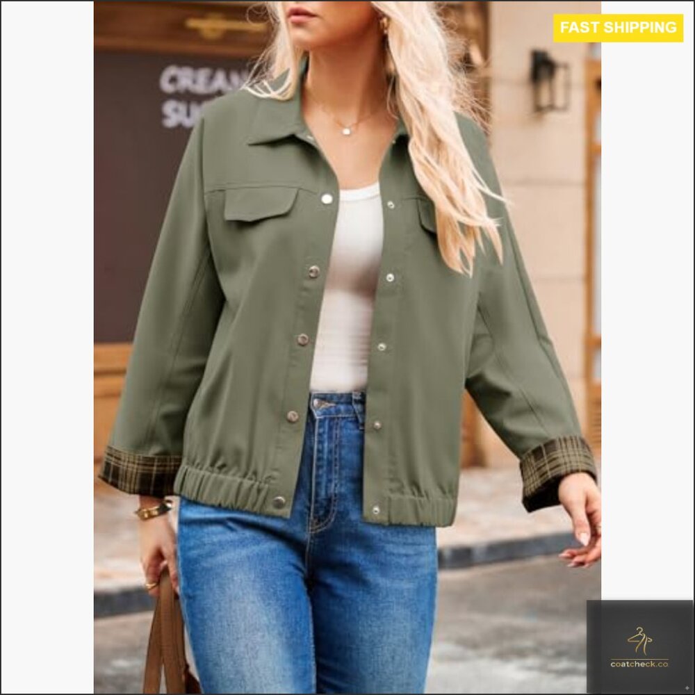 Oversized Snap Button Casual Jacket With Color Bl… - image 2